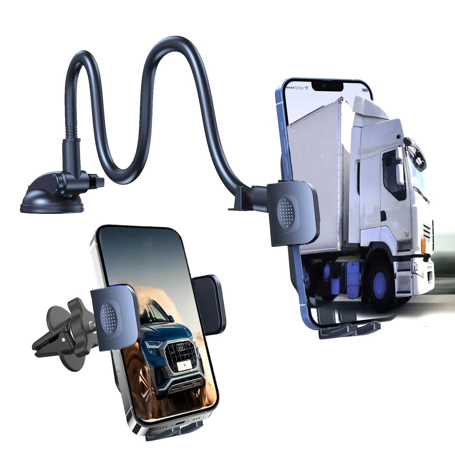 Ywecan Phone Mount for Car [Military Grade Suction] 360° Adjustable Gooseneck Long Arm Dashboard Windshield Vent Car Phone Holder Mount for iPhone…