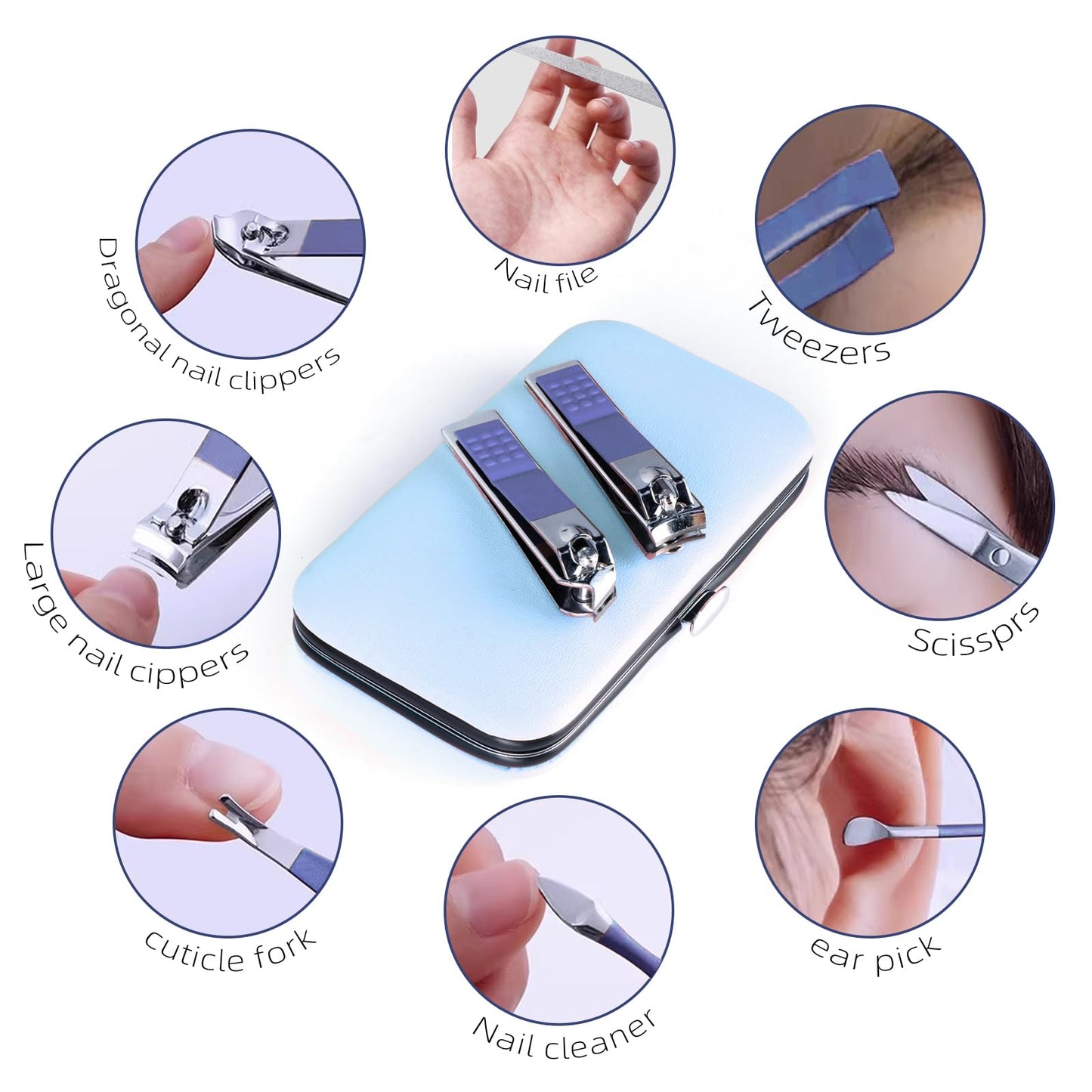 Manicure Set 8 in 1 Nail Clipper Set,RedFlow Nail Clippers,Fingernail & Toenail Clippers,Manicure Tools,Pedicure Tools,Suitable for Travel Manicure Beauty and Personal Care RedFlow