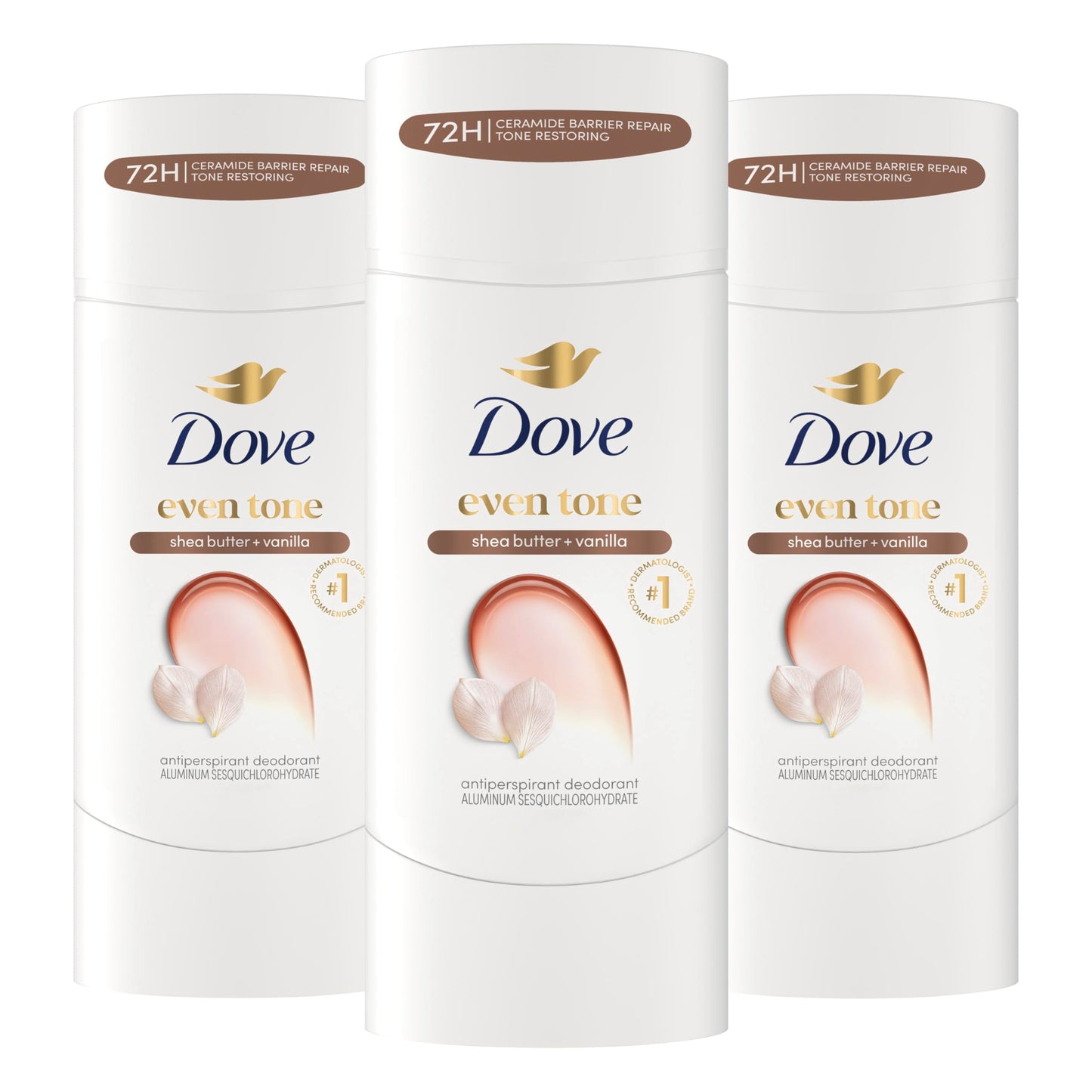 Dove Antiperspirant Deodorant Stick Even Tone Shea Butter & Vanilla Pack of 3 for 48h Odor and Sweat Protection & Skin Restoration, with Niacinamide Beauty and Personal Care Dove