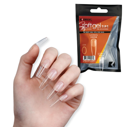 Soft Gel Tips Ultra Clear Pre-Roughened 550 pcs (Long Coffin) Beauty & Personal Care KUPA