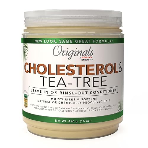 Originals by Africa's Best Cholesterol Tea Tree Oil, Rinse-Out Plus Leave in Conditioner, Repair and Revitalize Damaged, Dry, Overprocessed Hair, 15