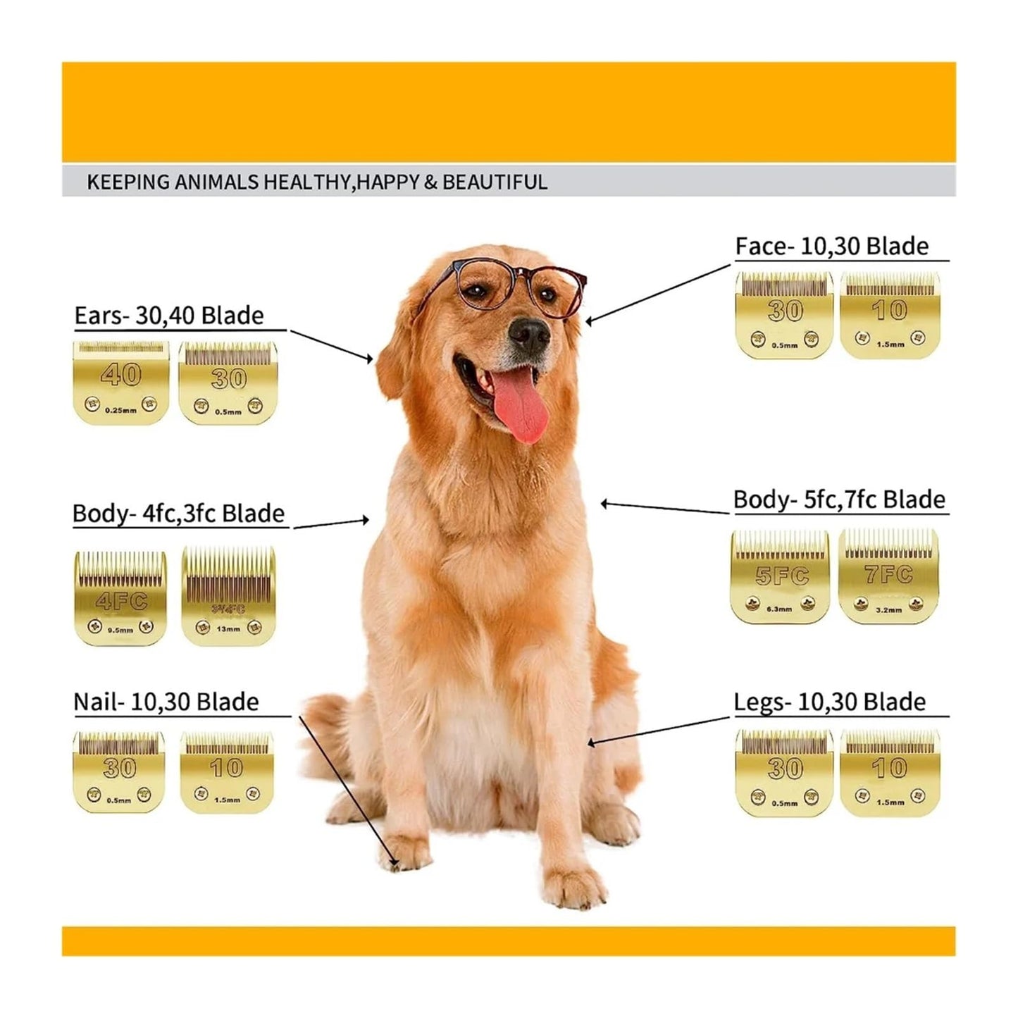 Detachable Pet Dog Grooming Clipper Carbon Steel Sharp,Compatible With Andis,Compatible For Oster A5,Compatible For Wahl?KM Series Clippers(Gold-10 Beauty and Personal Care AMARJSGPA