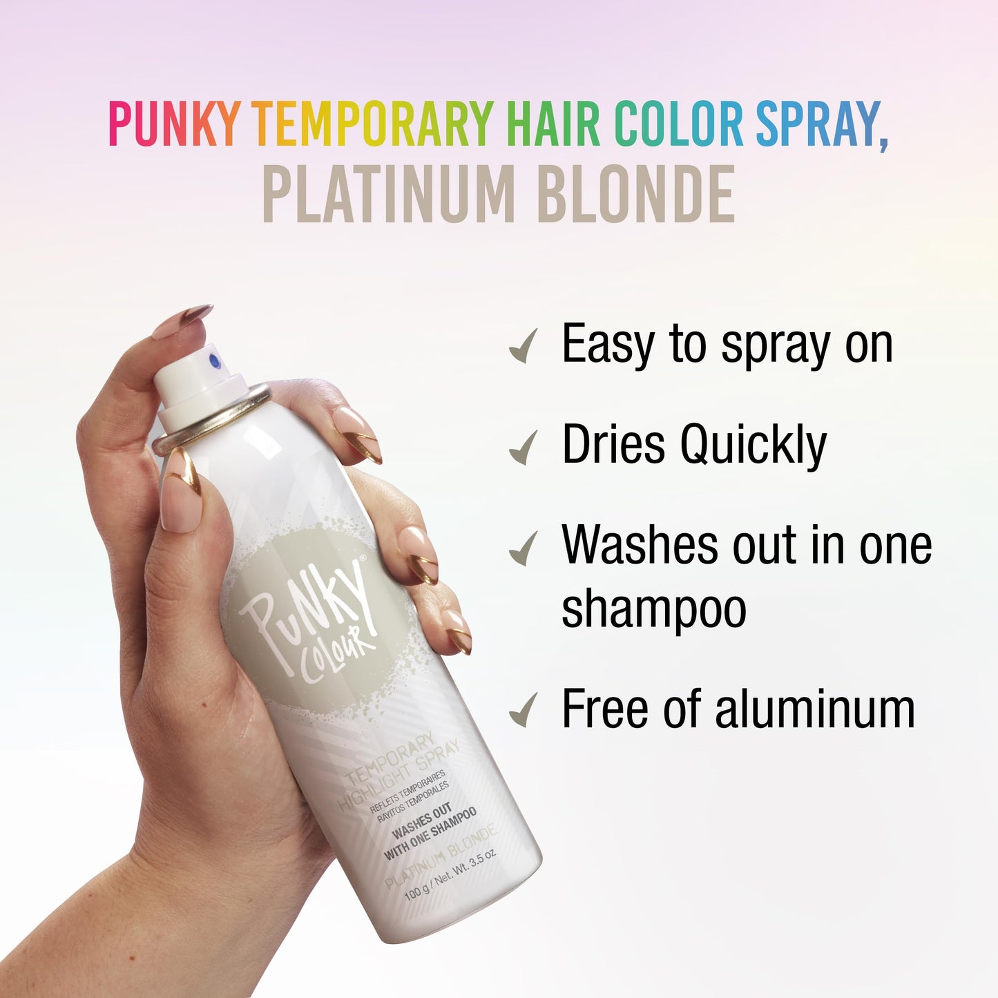 Punky Temporary Hair Highlight Spray, Platinum Blonde, 3.5 oz, 1-Pack
