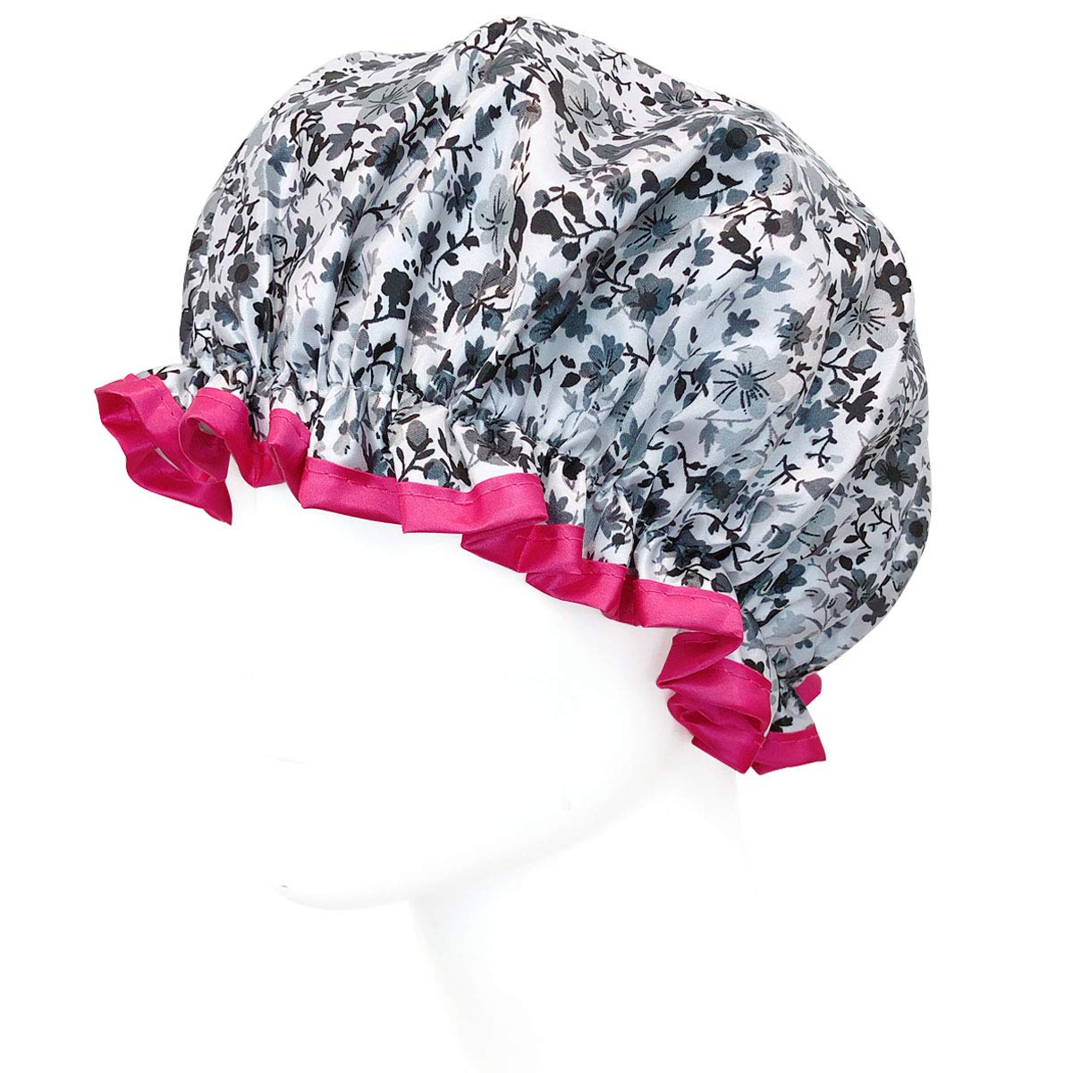 Wrapables® Stylish Double Layer Waterproof Shower Caps (Set of 4), Majestic Floral