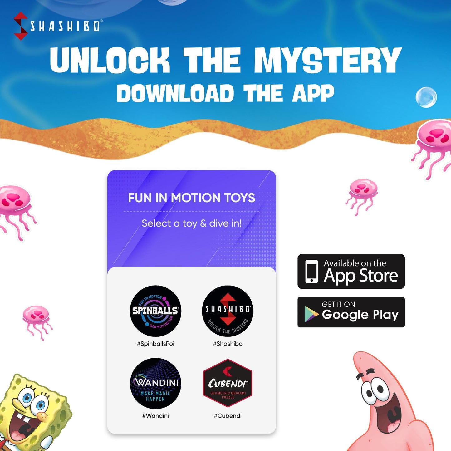 SHASHIBO SpongeBob SquarePants Shape Shifting Box – STEM Magnetic Fidget Cube, Transforms into 70+ Shapes, Mobile App Compatible (Beach Buddies)