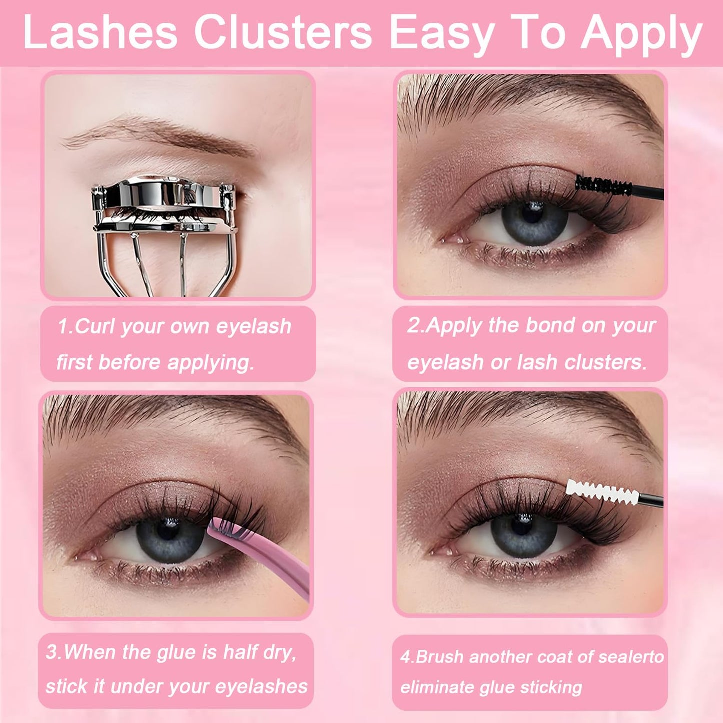 Manga Lash Clusters, 640 Pcs Eyelashes Clusters Extensions 9-16mm Individual Lashes D Curl Fluffy Wispy False Eyelashes Thin Band (40D&50D) Beauty and Personal Care OLLAVO
