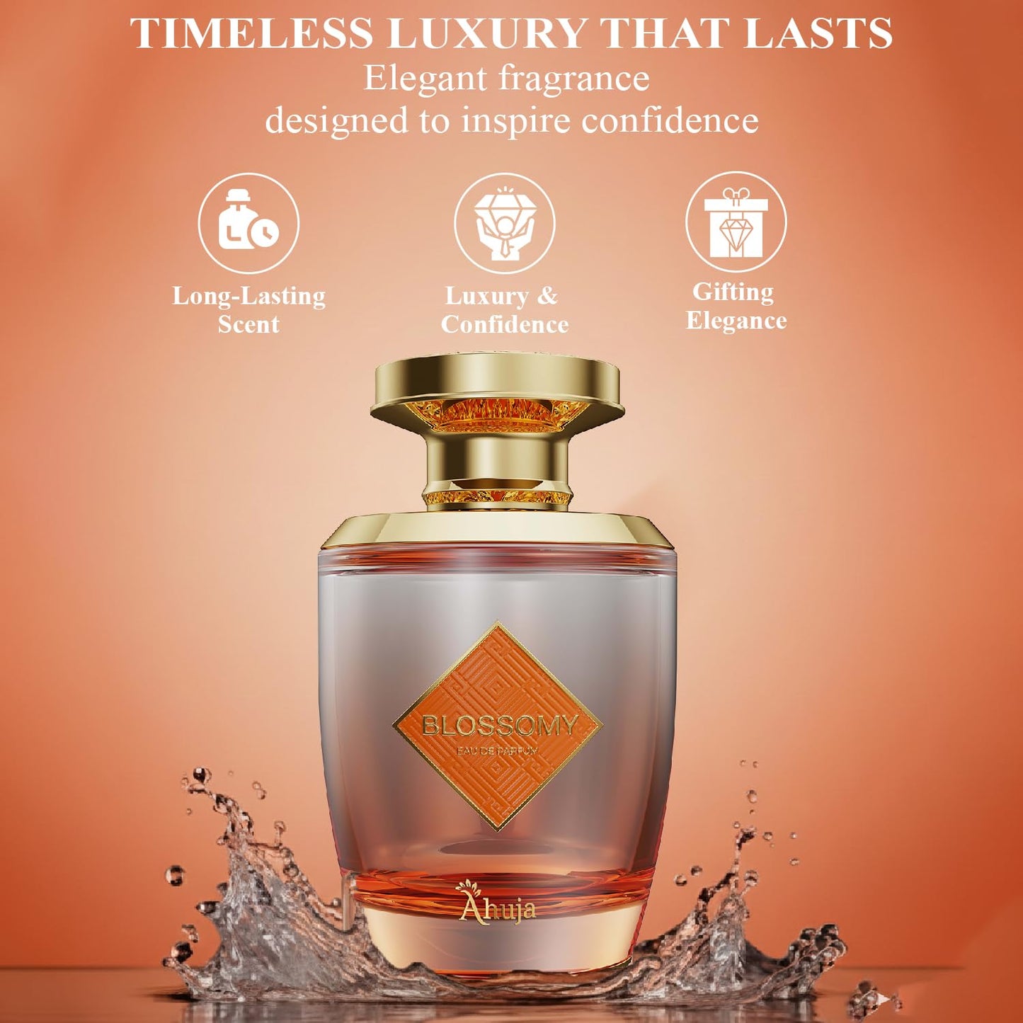 AHUJA Blossomy Eau De Parfum 3.4oz for Women - Long Lasting Floral Fragrance with Natural Tuberose and Jasmine - Luxurious, Fresh & Elegant Perfume Beauty & Personal Care AHUJA
