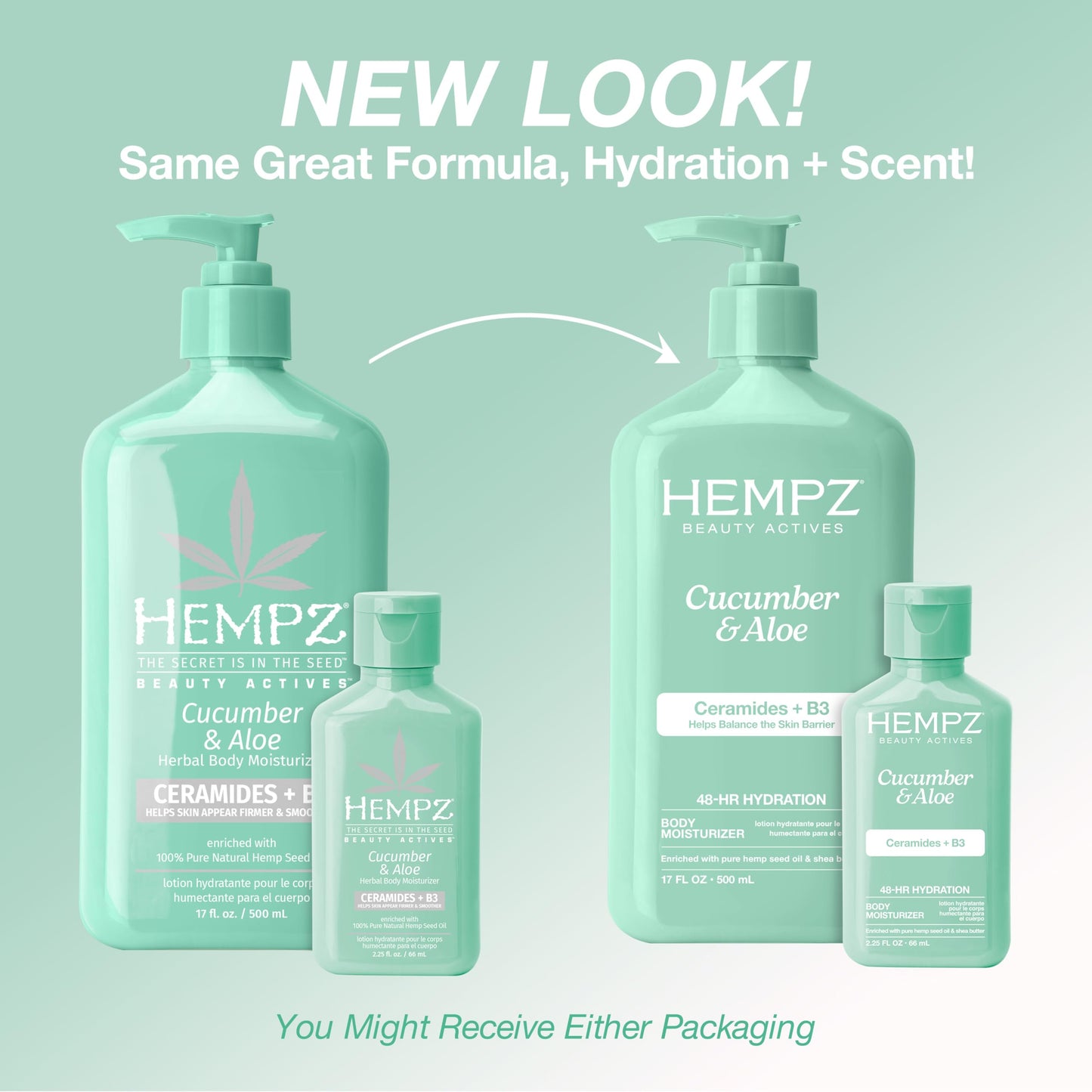 Hempz Body Lotion - Cucumber & Aloe Herbal Limited Edition Daily Moisturizing Cream, Shea Butter, Aloe, Cucumber Extract Body Moisturizer - Skin Care