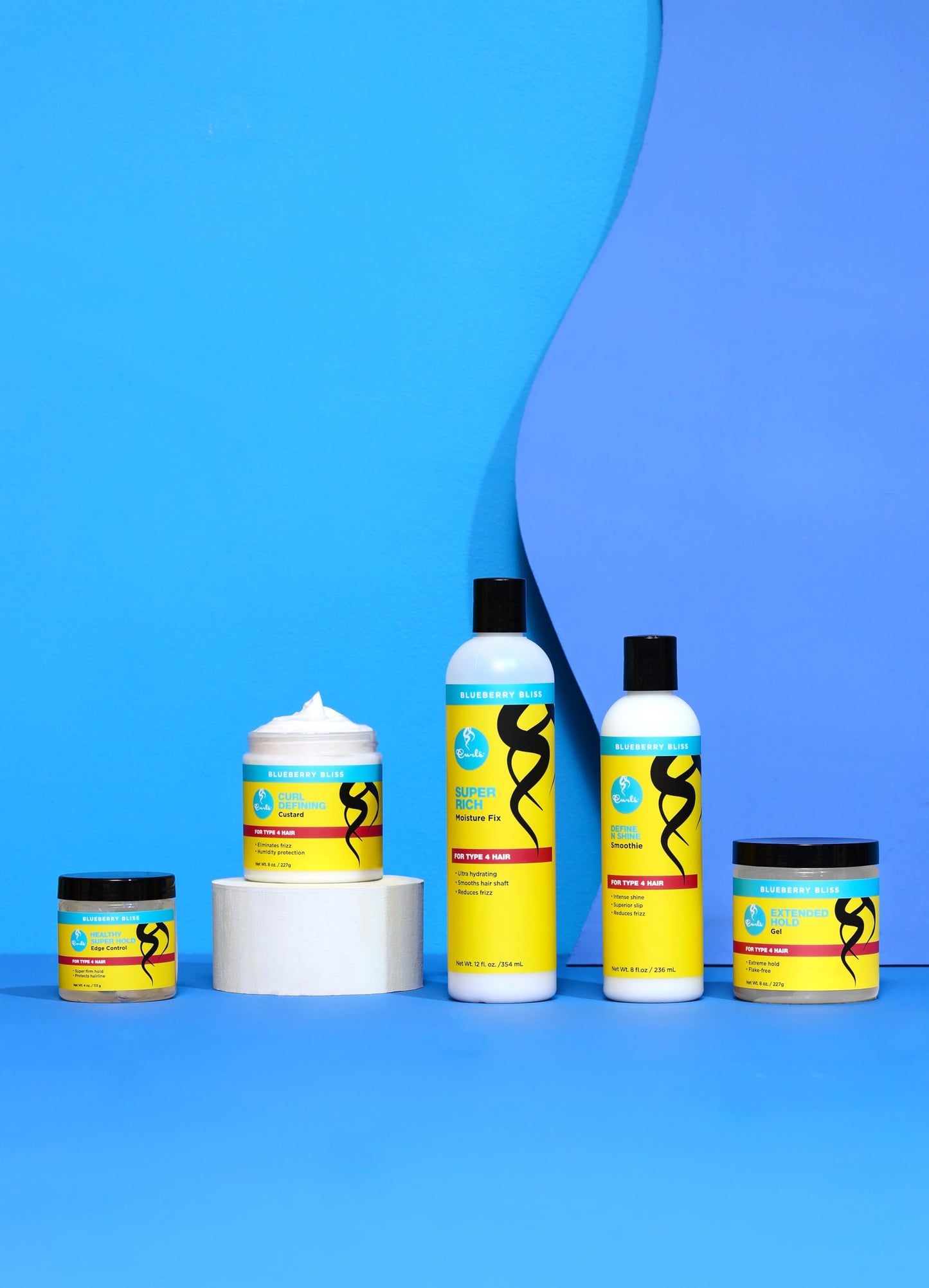 Curls Blueberry Bliss Extended Hold Gel - 8 oz, Flake-Free Strong Hold Curly Hair Gel for Styling Type 4 Hair, No Dryness or Stiffness, Humidity