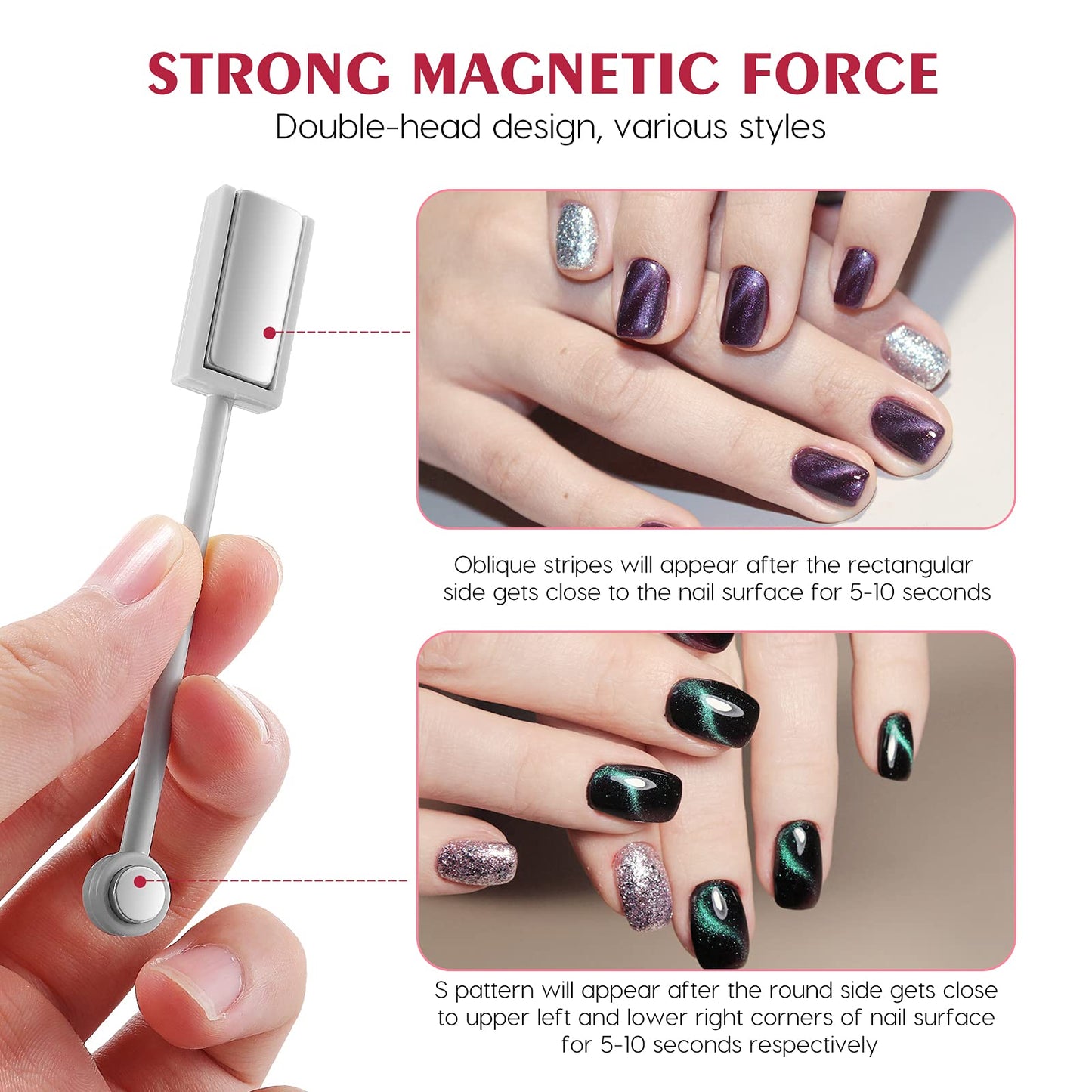 Frcolor Double-head Magic Magnet Stick For 3D Magnetic Cat Eye Gel Nail Polish Nail Art Manicure Tool