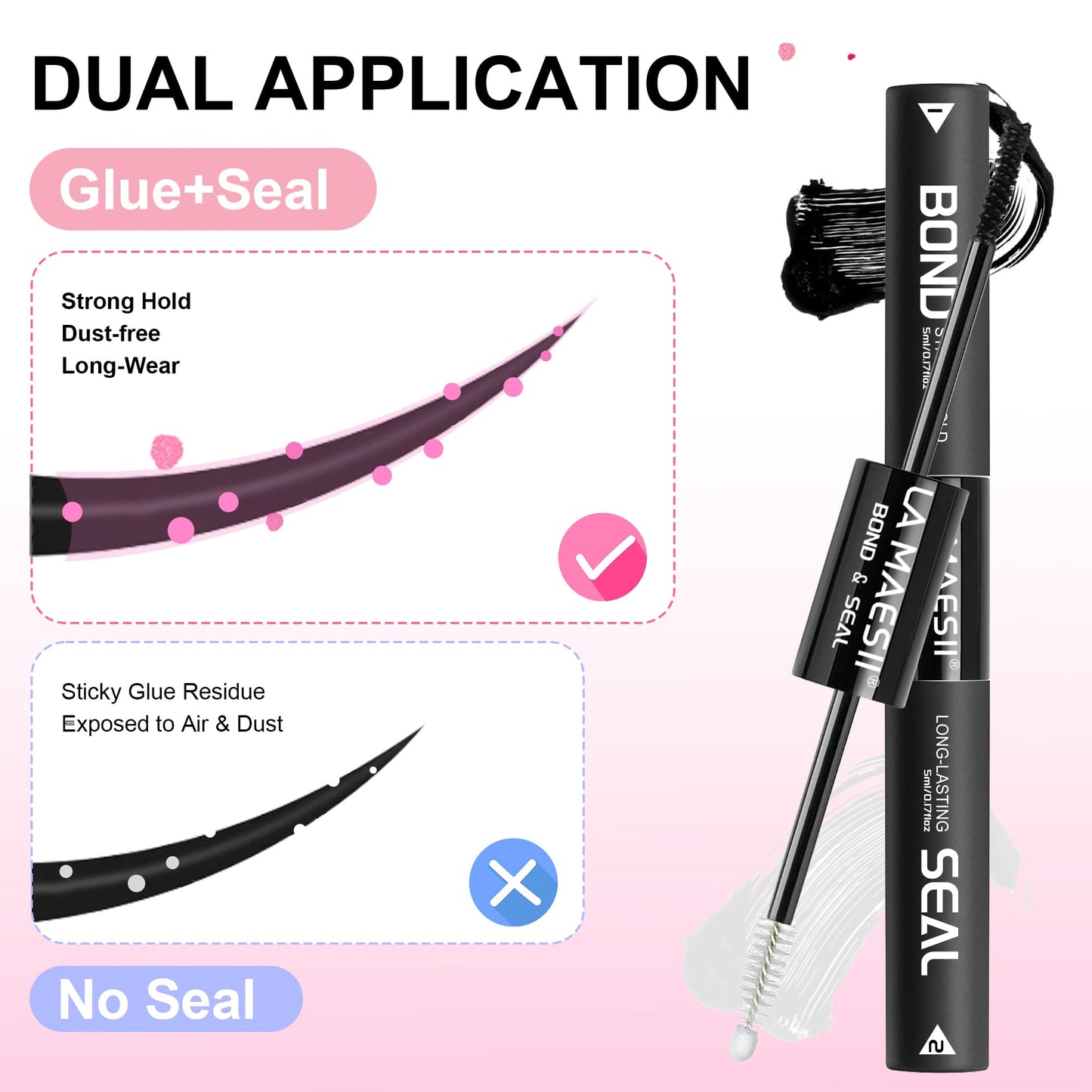 Lash Bond and Seal Waterproof Lash Remover Lash Cluster Glue for Eyelash Clusters DIY Lash Extension Kit at Home Pack 2 Beauty and Personal Care La Maesii