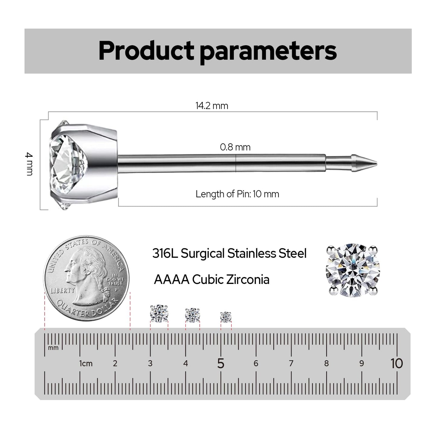 SugarTang Ear Piercing Kit, Disposable Ear Piercing Gun Kit, 316L Surgical Stainless Steel 4mm Prong Set Cubic Zirconia Stud, At Home Self Ear Piercer Beauty and Personal Care SugarTang