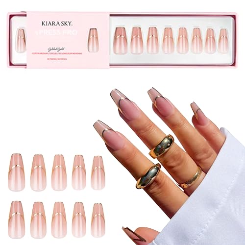 KIARA SKY PROFESSIONAL NAILS XPRESS PRO 100% ACRYLIC PRESS ON NAILS (Gilded Gold) Beauty & Personal Care KIARA SKY