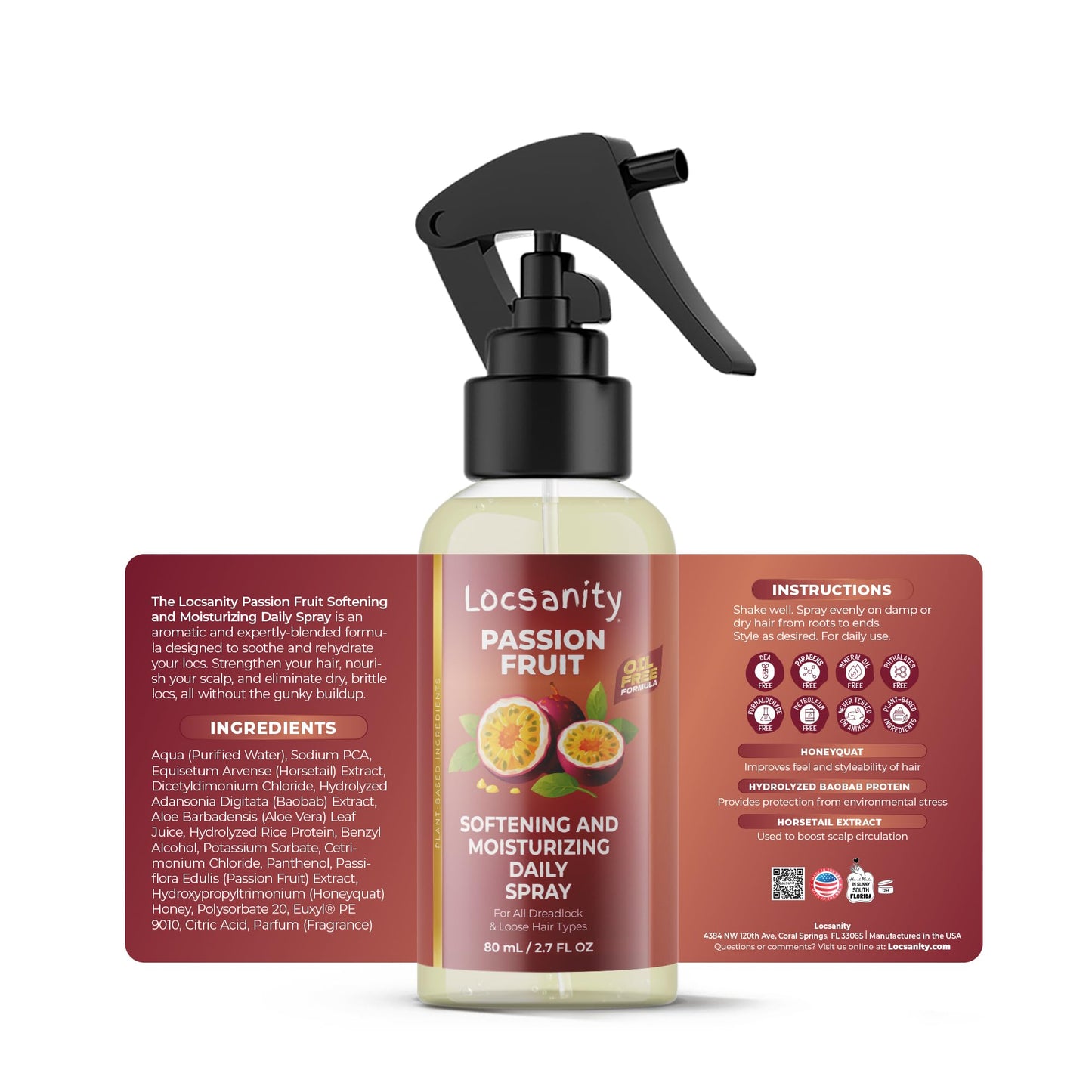 Locsanity Organic Teen Locs Essentials Kit - Moisturizing 2-in-1 Shampoo & Conditioner, Passion Fruit Spray, Hair Oil, Rosewater Peppermint Tightening