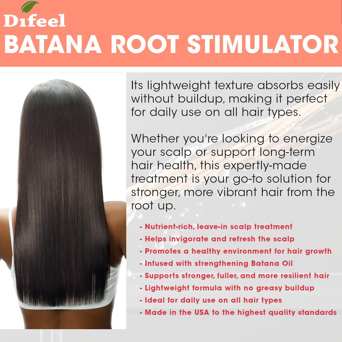 Difeel Batana Root Stimulator 7.1 oz. - Batana Oil Hair Treatment, Revitalize & Nourish Hair