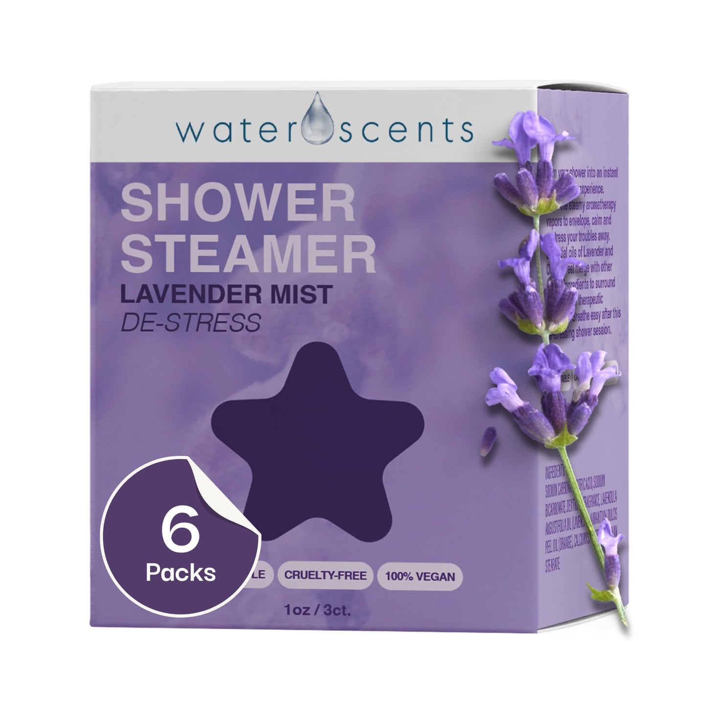 Water Scents Shower Steamer Mist - Aromatherapy Flower Fizzy with Lavender & Orange Essential Oils - Natural Self Care, Vegan, Travel Essentials…