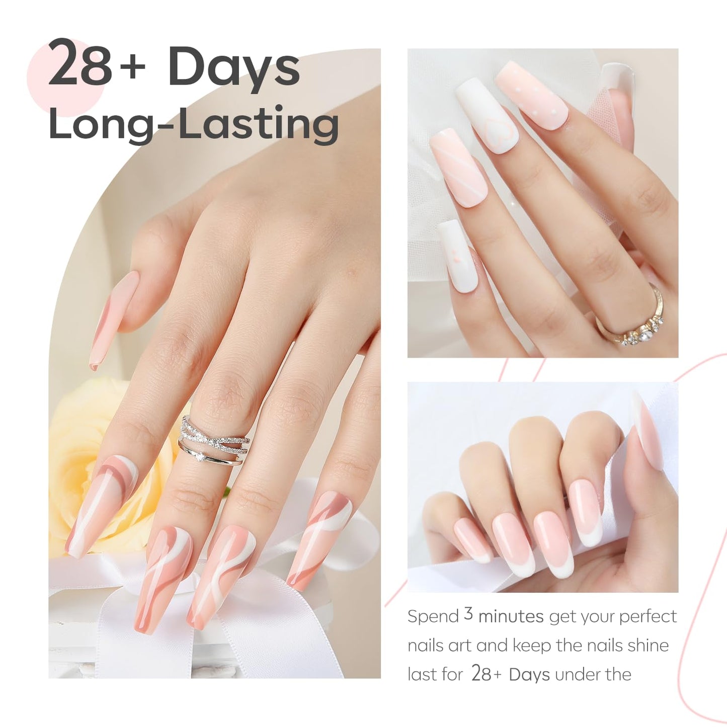 modelones Gel Nail Polish Set - 6 Colors Nude Pink Milky White Gel Polish Set Light Neutral Pink Nail Polish Barely Pink Soak Off LED Starter Kit Beauty and Personal Care modelones