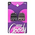 Goody SlideProof Mini Claw Clips, 2 Ct, Black/Brown, Secure Grip for Quick & Easy Hairstyles, Chic Hair Styling Accessories for Women, Men, Boys