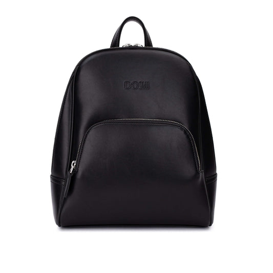 DOSHI Slim Black Backpack Purse - Durable Microfiber Vegan Leather Women’s Backpack, Luxury Lightweight with Zip & Slip Pockets