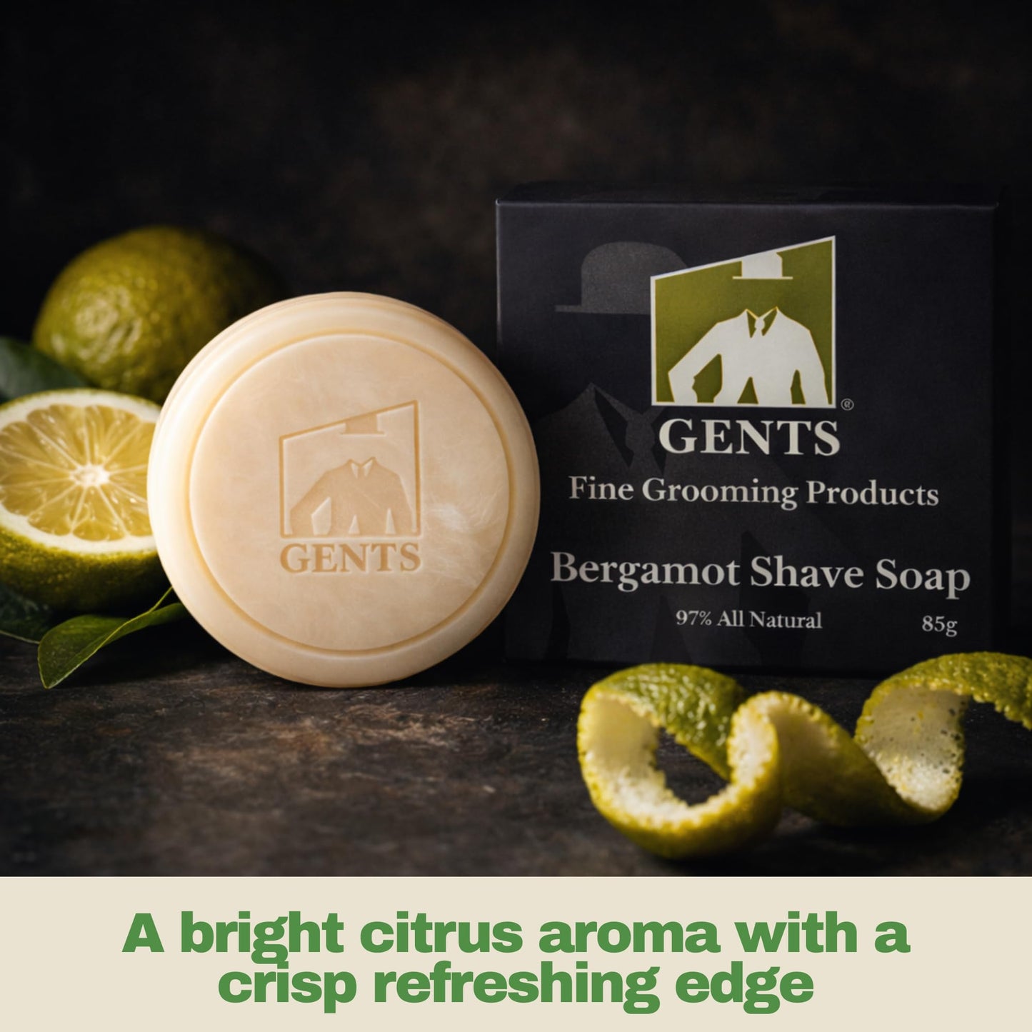GENTS Traditional Men’s Shaving Soap - 97% Natural Wet Shave Bar with Shea Butter & Glycerin - Rich Lather Formula for Smooth Shave - 3oz Bergamot Beauty and Personal Care G.B.S