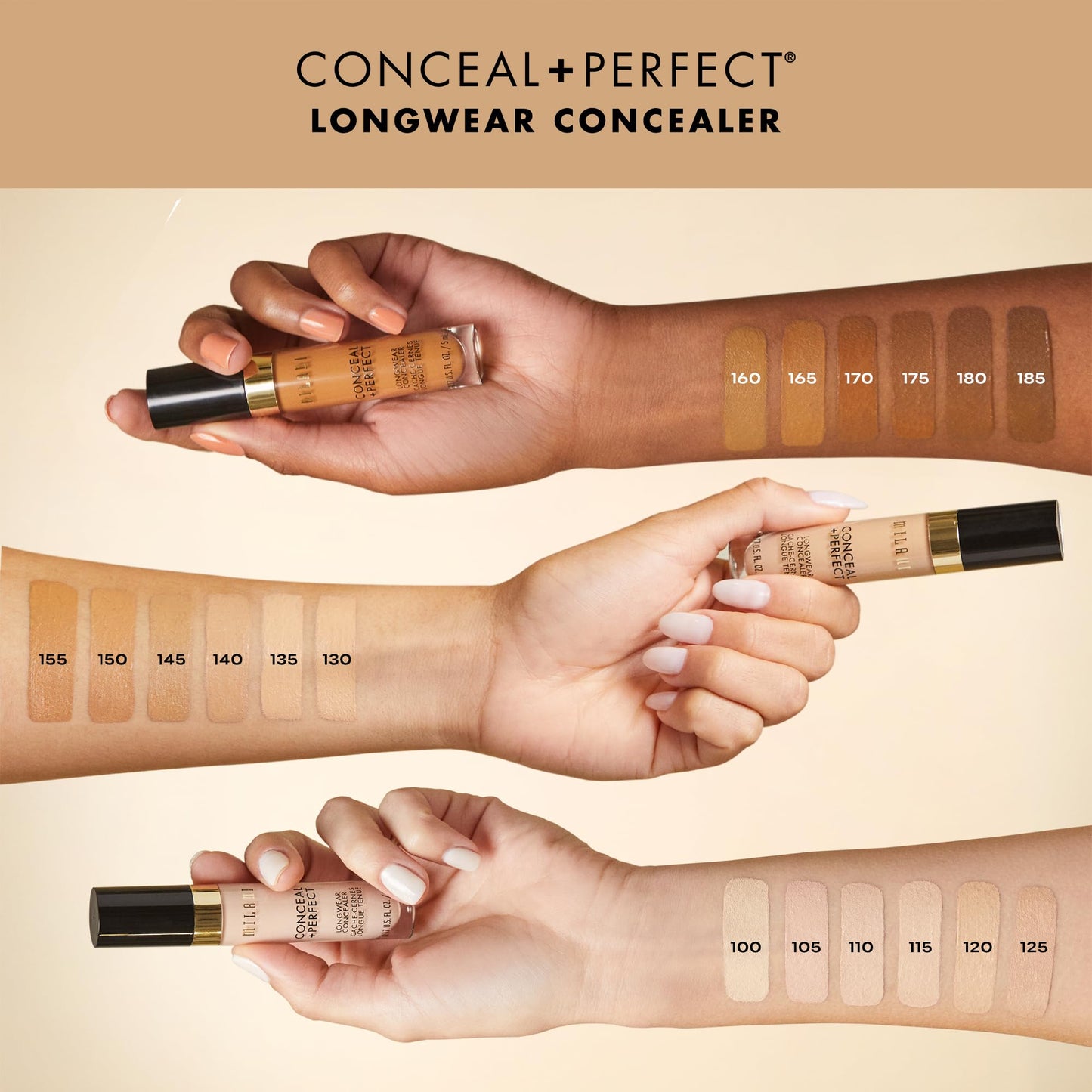 Milani Conceal + Perfect Longwear Concealer - Warm Beige (0.17 Fl. Oz.) Vegan, Cruelty-Free Liquid Concealer - Cover Dark Circles, Blemishes & Skin
