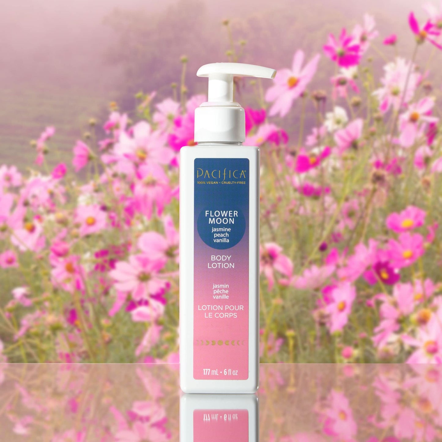 Pacifica Body Lotion - Flower Moon Body Moisturizer - Plant Powered Aromatherapy - Scented Jasmine, Peach, Vanilla Scent - Shea Butter Hand Lotion