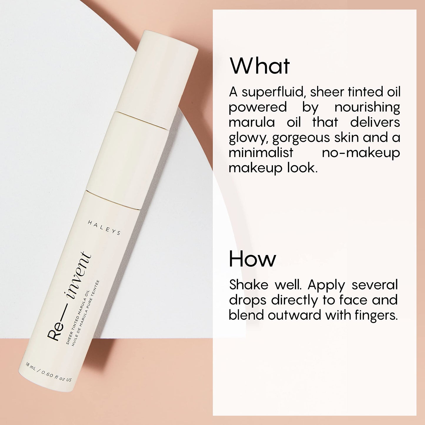 HALEYS Re-invent Sheer Tinted Marula Oil (Medium/Tan Neutral), Skin Tint, Tinted BB Moisturizer, Tinted Foundation, Face Oil, Hydrate Skin, Flexible