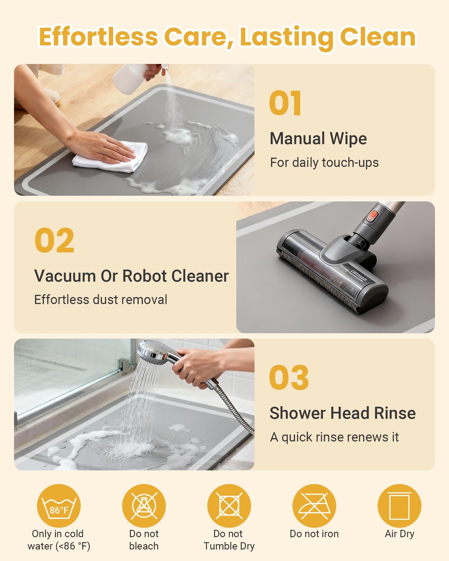 Soft Diatomaceous Earth Bath Mat, Quick Dry Bathroom Mats 2 Piece, Gray Super Absorbent Bath Mat Set, Washable Non Slip Bathroom Rugs, Stone Bath…