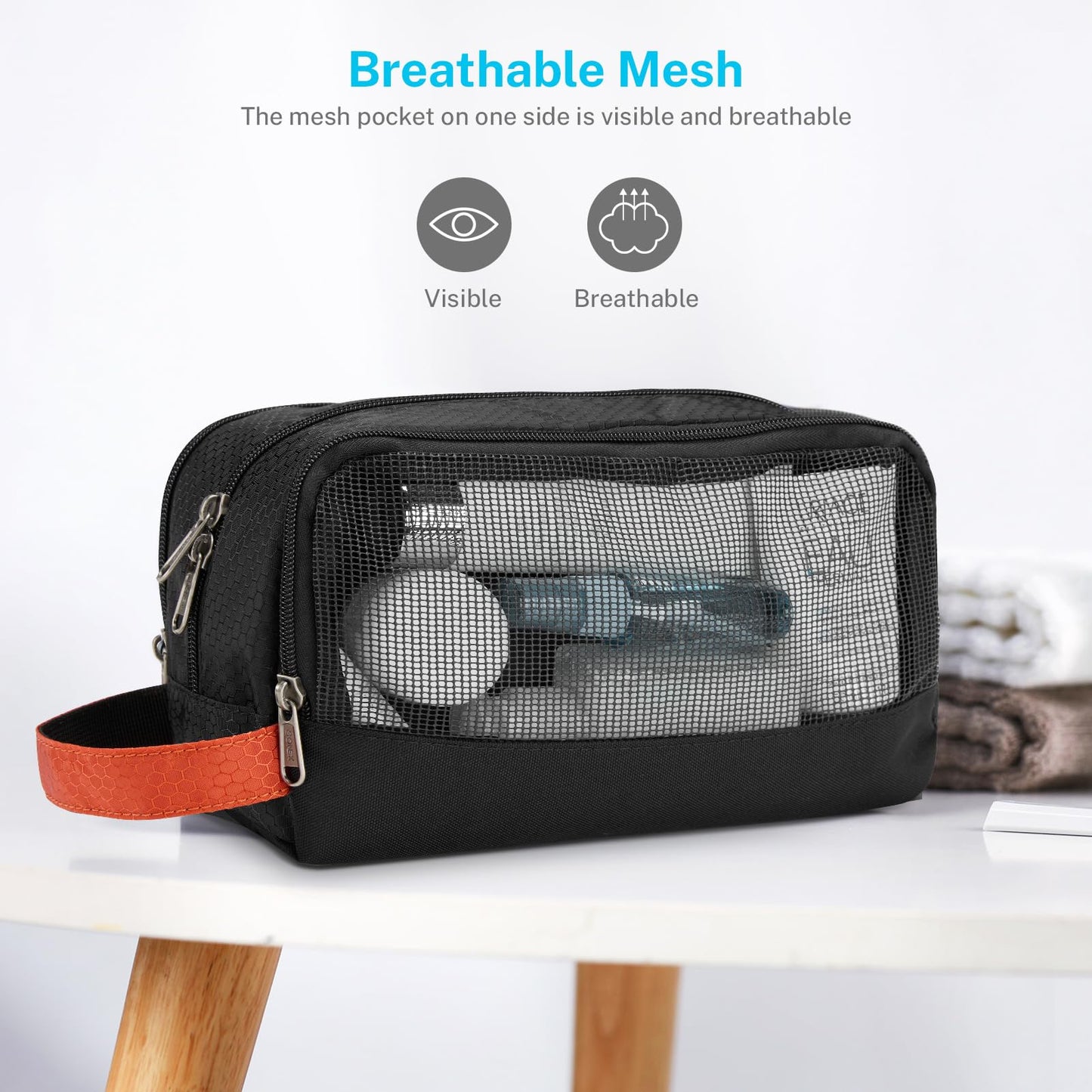 Gonex Travel Toiletry Bag Nylon, Toiletries Kit Shaving Bag Toiletry Organizer Black & Orange Beauty and Personal Care Gonex