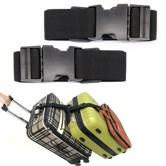 TSA Approved Luggage Straps – 2 Pack Adjustable Travel Belts to Connect 2-3 Suitcases, Add Bag Strap for Carry-On – Black