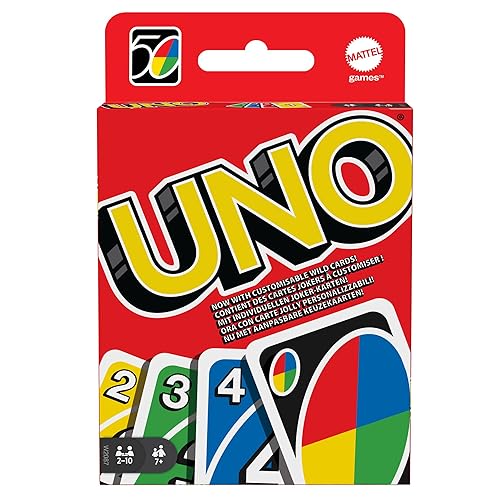 UNO - Classic Colour & Number Matching Card Game - 112 Cards - Customizable & Erasable Wild - Special Action Cards Included - Gift for Kids 7+, W2087