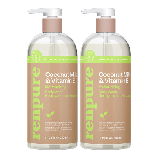 Renpure Coconut Milk & Vitamin E Moisturizing Body Wash - Gently Cleanses & Restores Moisture Balance - For Soft, Hydrated & Healthy-Looking Skin Beauty & Personal Care RENPURE