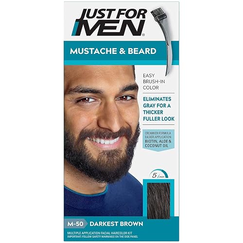 JUST FOR MEN Color Gel Mustache & Beard, M-50 Darkest Brown 1 ea (Pack of 4)