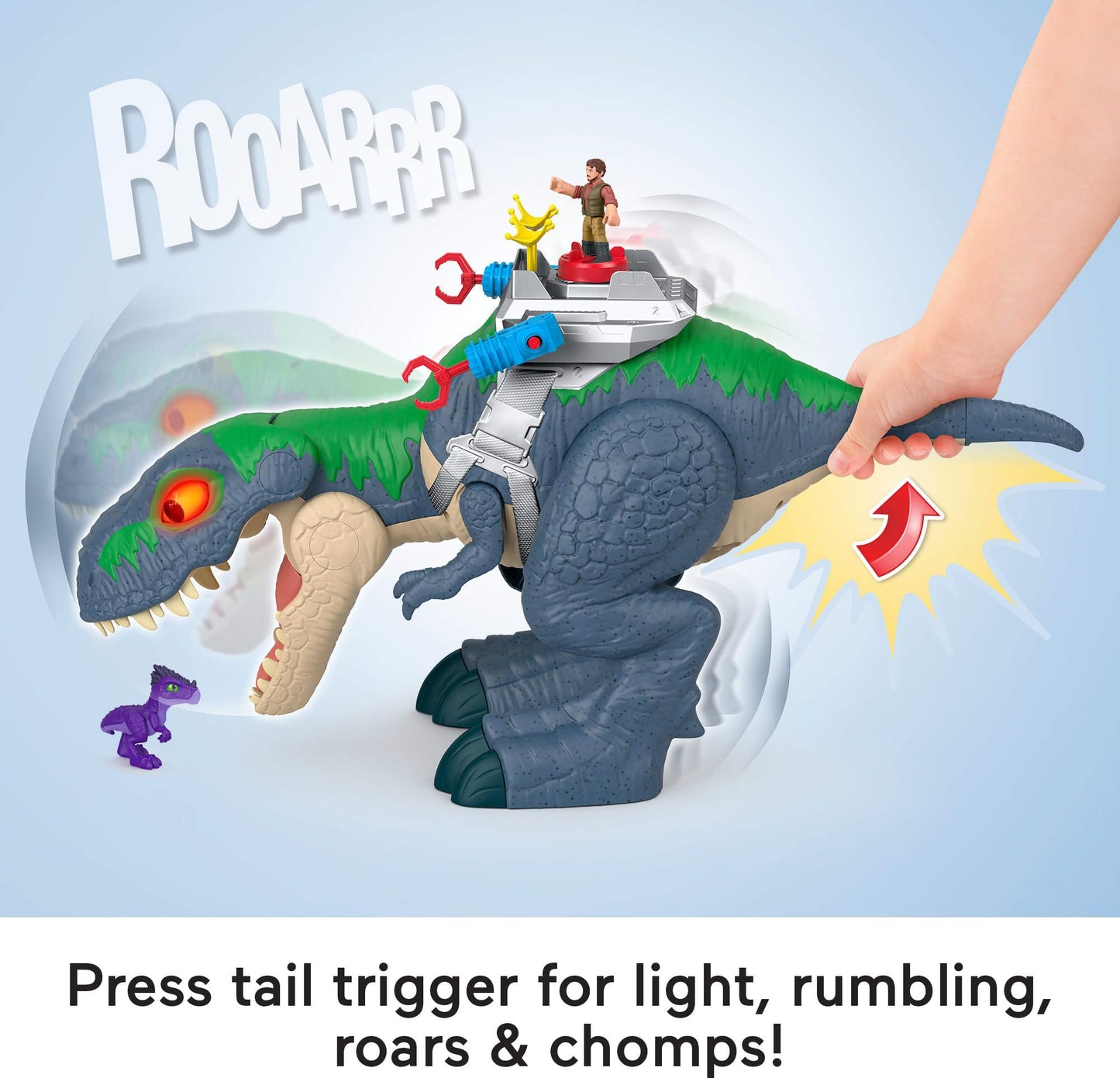 Fisher-Price Imaginext Jurassic World Rebirth Dinosaur Playset, Ultimate Action Chomp T. rex 18-inch Dino Toy with Lights, Sounds, Motion & 2 3-inch…