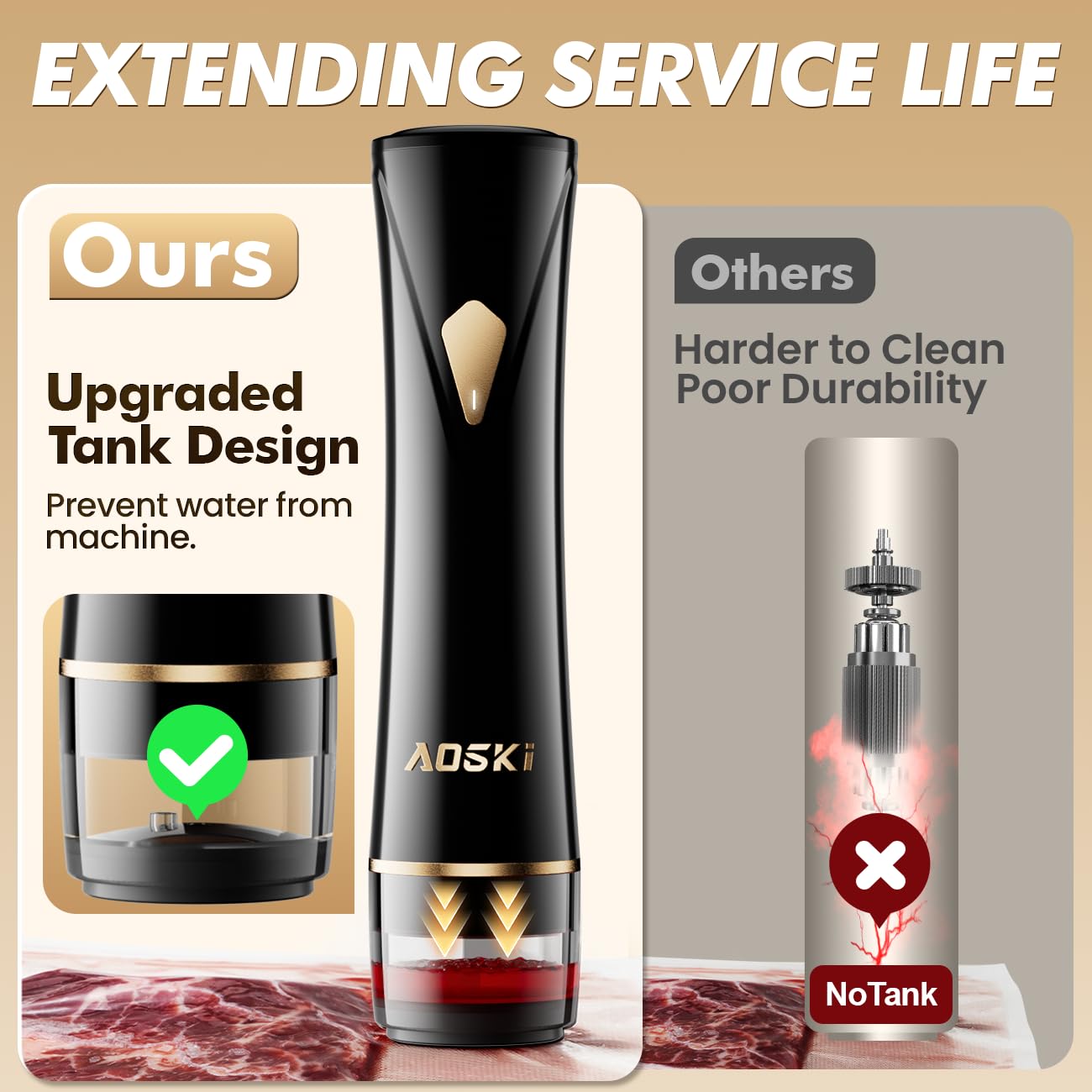 Vacuum Sealer Machine for Food Storage: Compact Food Sealer Saver 5X Fresh Longer, Handheld Detachable Water Tank, 10 PCS Vacuum Seal Bags…