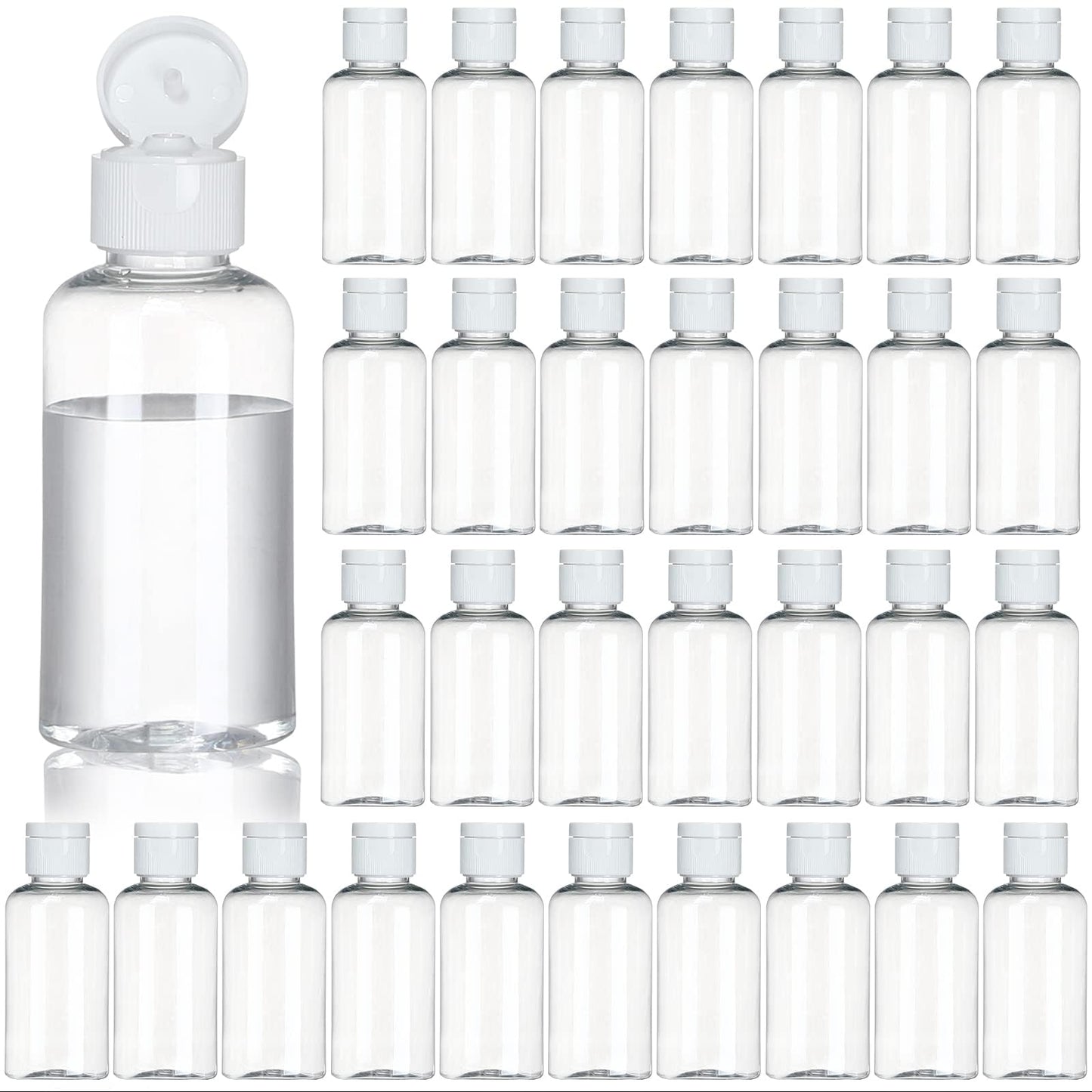 100Pack 1.7oz/50ml Plastic Empty Squeeze Bottles with Flip Cap Hand Sanitizer Bottle small travel Size bottles Refillable Container for Shampoo Lotion