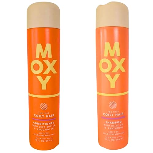 Bath & Body Works Moxy Shampoo + Conditioner Set, 10oz Each Bottle (Coily Hair), Off White
