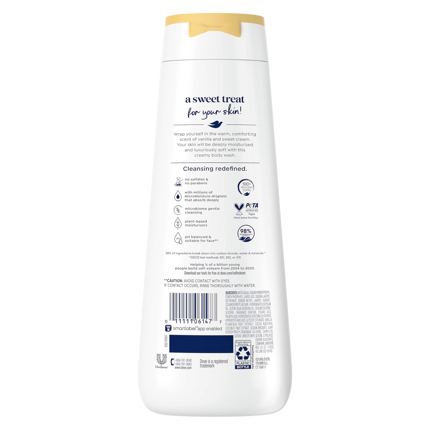 Dove Vanilla Body Wash for Deeply Moisturized & Hydrated Skin 20 FO