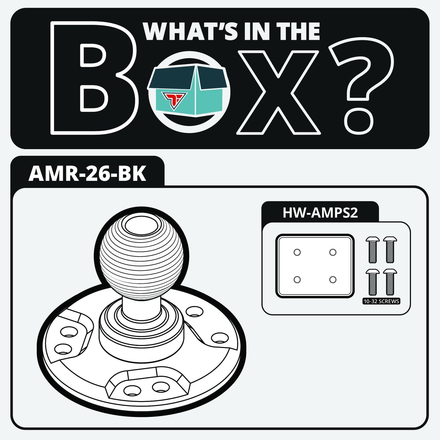 Tackform Round AMPS Mount - 25.4mm/1”/B-Sized System Compatible | CNC 6061-T6 Aluminum Ball | 7-Hole Drill Base | Mount Direct to Dash, AMPS, or Grid…