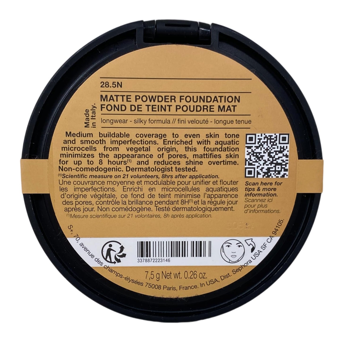 Sephora Collection Matte Powder Foundation - 28.5N (medium, neutral undertone) 0.26 oz / 7.5 g