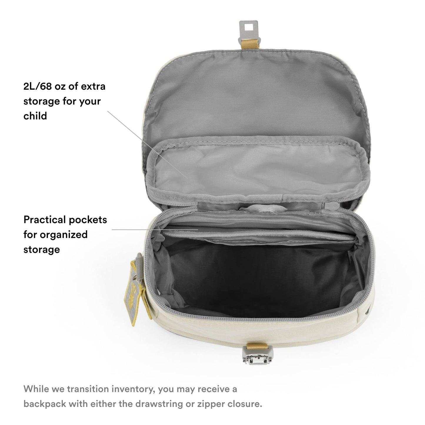 JetKids Stokke BackPack, White - Expandable Design for Kids 2-7 Years Old - Easy-to-Clean, Water Repellent Fabric - Includes Pull-Out Seat Pad, Name Tag & Detachable Captain Stripes