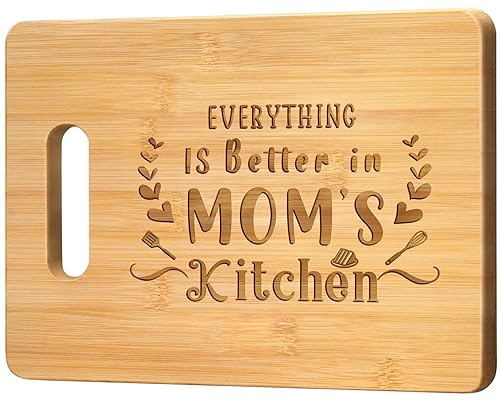 Pandasch Mom Gifts, Unique Birthday Gifts for Mom from Daughter Son, Happy Birthday Presents for Mother, 11x8.5 inch Engraved Bamboo Cutting Board…