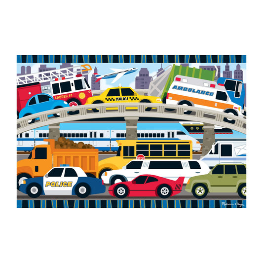 Melissa & Doug Traffic Jam Jumbo Jigsaw Floor Puzzle (24 pcs, 2 x 3 feet Long) - FSC Certified
