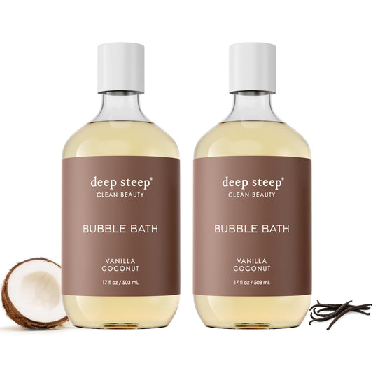 Deep Steep Bubble Bath, Vanilla Coconut 17 oz (Pack of 2) - Hypoallergenic, Clinically Tested Soothing Soak with Shea Butter & Argan Oil Beauty and Personal Care Deep Steep