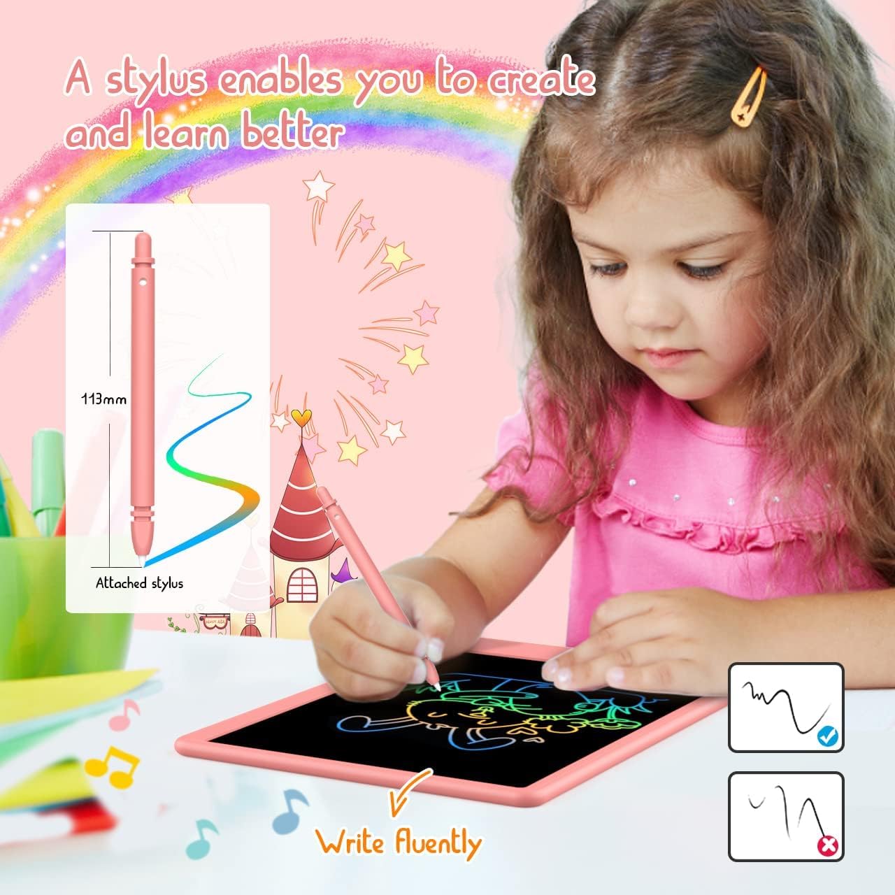 BUKEBU LCD Writing Tablet Doodle Board,10.5 inch Colorful Drawing Pad,Electronic Drawing Tablet, Drawing Pads,Travel Gifts for Kids Ages 3 4 5 6 7 8…