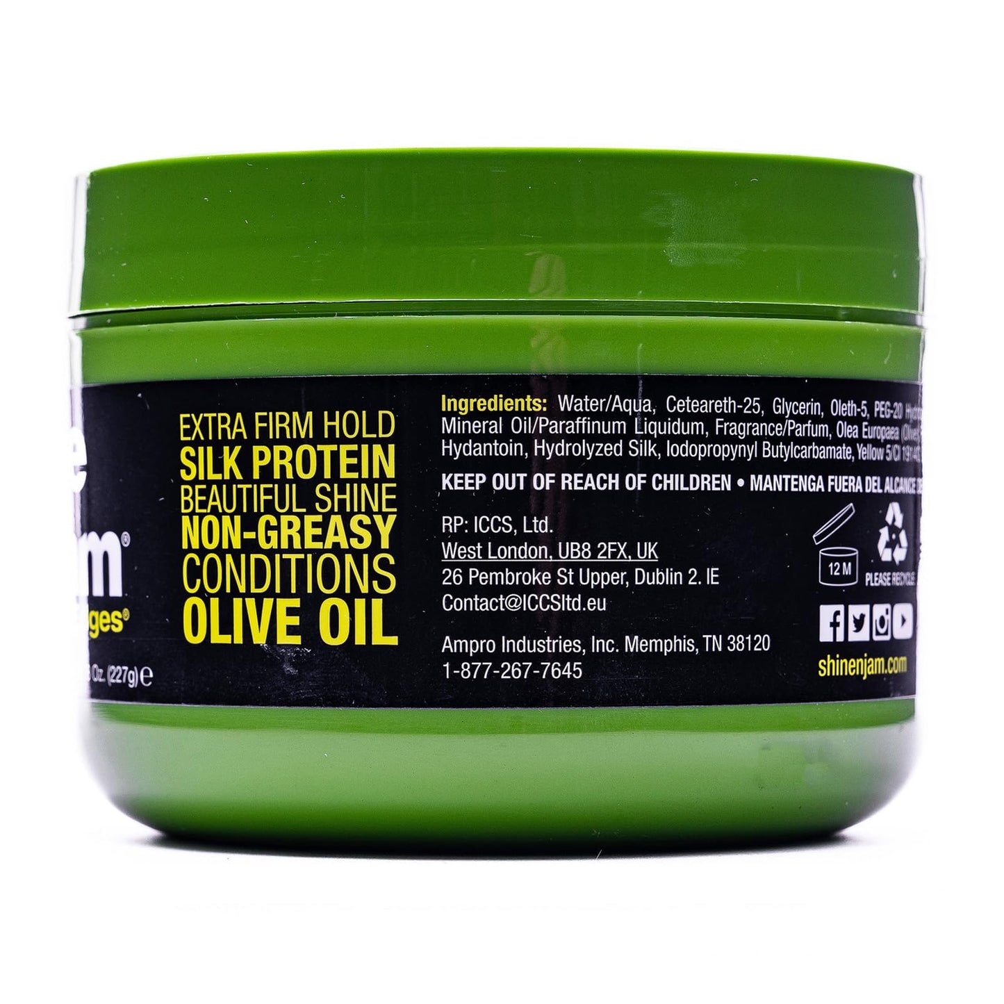 Shine-N-Jam Silk Edges With Olive Oil 8 Ounce Jar (Pack of 2)