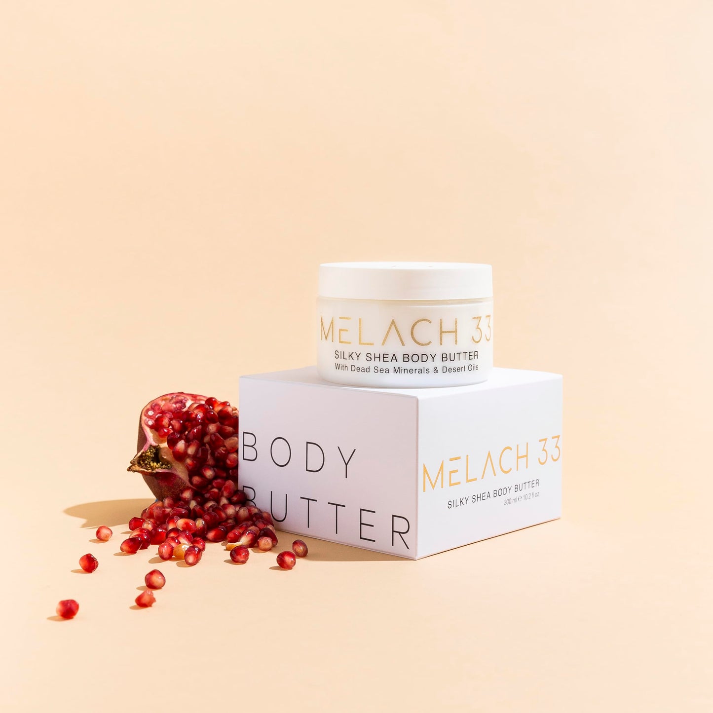 Silky Shea Body Butter with Pomegranate Seed Oil, Dead Sea Minerals & Grape Seed Oil - Lightweight, Non-Greasy, Absorbs Easily, Collagen-Boosting