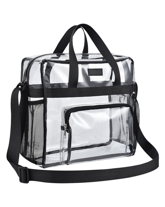 Bagenius Clear Bag Stadium Approved, 12×6×12 Clear bag for Stadium Events, Women's Handbag for Sports Concert Festival Work, Black