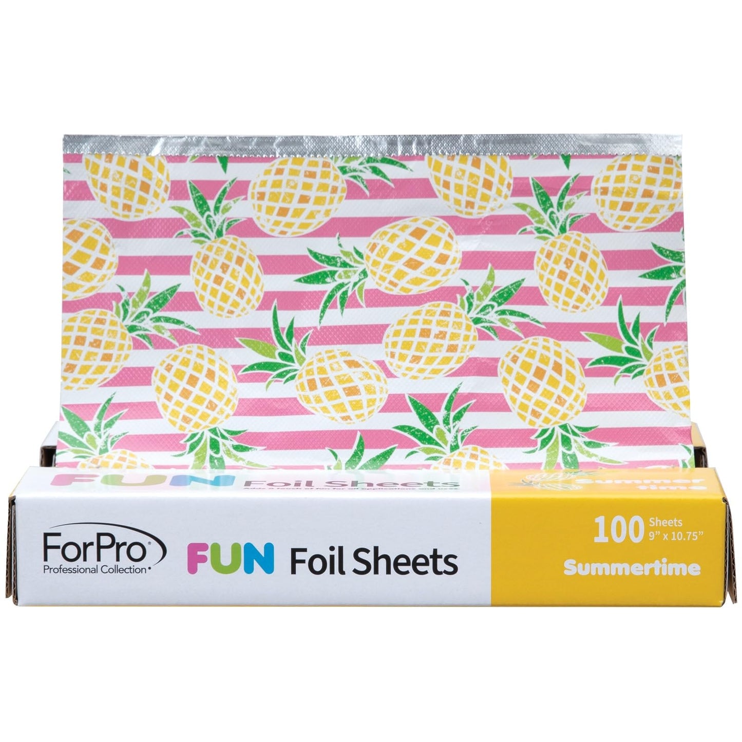 ForPro FUN Summertime 9" Foil Sheets, Aluminum Hair Foils for Color Application and Highlighting Services, Food Safe, Pop-Up Dispenser, 9” W x 10.75”