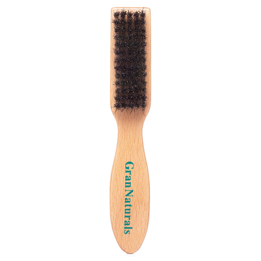 GranNaturals Barber Brush for Fades and Clipper Brush Cleaning - Boar Bristle Mini Slick Back Hairbrush Salon & Barber Accessory for Fades, Blades